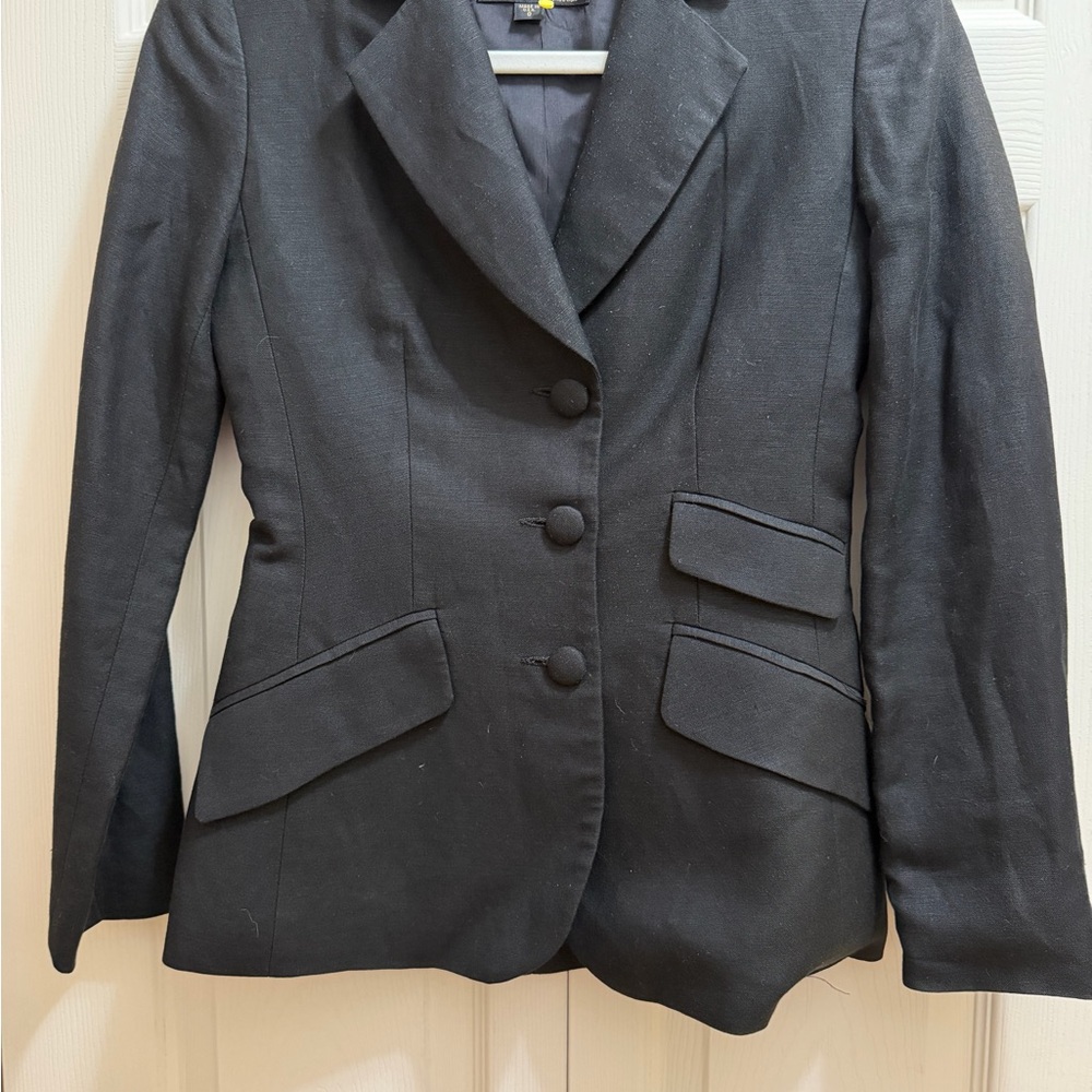 VINTAGE Nicole Miller Classic Women's Linen Black Tailored Blazer